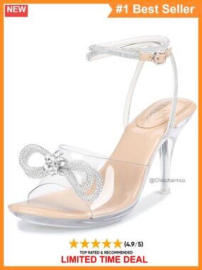 Clear Rhinestone Bow Strappy High Heel Sandals Platform Wedding Shoes